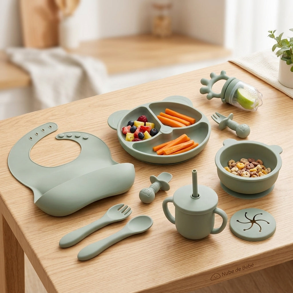 Set de Alimentación Completo 9 Piezas Nube™ – Silicona Premium Antiderrames