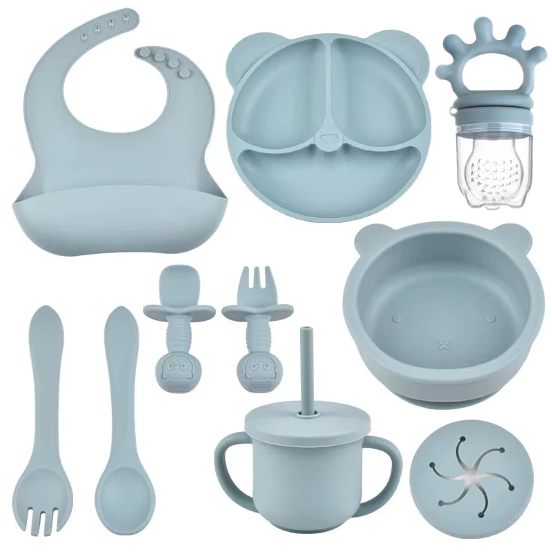 Set de Alimentación Completo 9 Piezas Nube™ – Silicona Premium Antiderrames